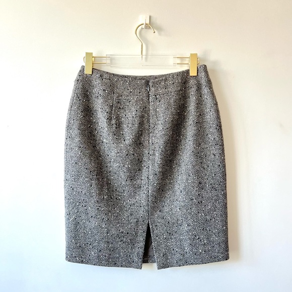 Lafayette 148 Gray Tweed Wool Knee Length Pencil Skirt - Picture 3 of 5